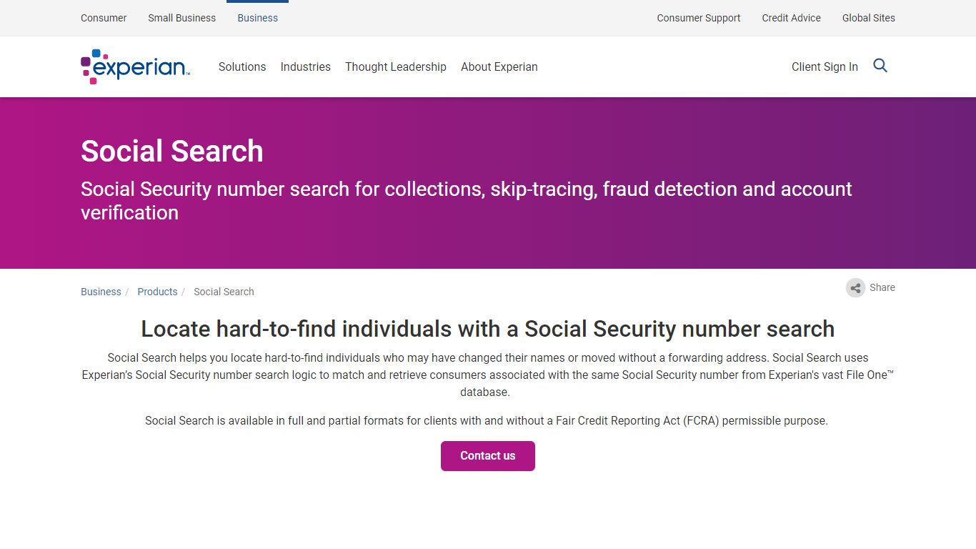 Social Search | Experian